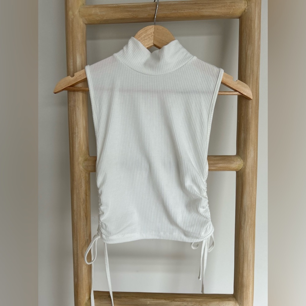 ZARA white mock turtleneck white sleeveless top SMALL